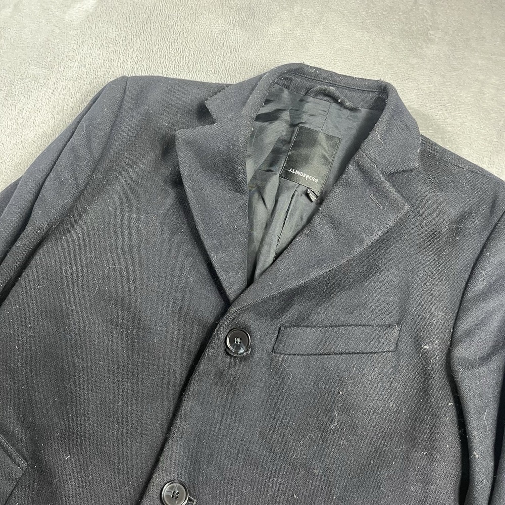J.Lindeberg Wolger Compact Melton Wool Coat Navy Blue Men's Sz EU 48